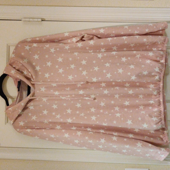 Lane Bryant Tops - Lane Bryant Pink and white stars hooded sweatshirt size 22/24